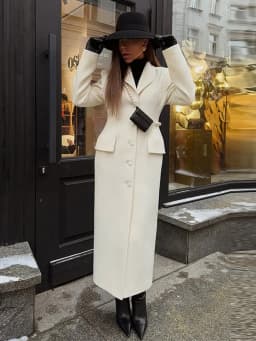 Elegant Hidden Button V-neck Long Coat Women Vintage Classic Waist-cinching Black Tweed Coats Lady Winter Chic Street Overcoats