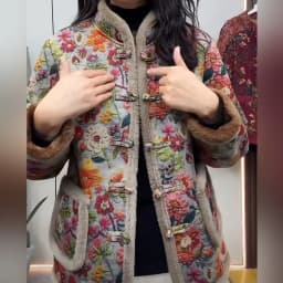 Autumn Winter Floral Print Cotton Coat Women Fleece Warm Jacket Parkas Long Sleeve Single Breasted Design Windproof Outerwear