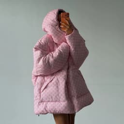 Oversized Puffer Women's Jackets Coat Print Hooded Zipper Parka Coats Loose Mid‑Length Warm Winter Outerwear With Big Pockets
