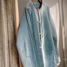 Limiguyue Chinese Style Frog Button Blue Velvet Quilted Coat Women Long Sleeve Autumn Winter Jackets Warmful Soft Outwears T263