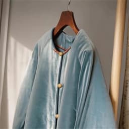Limiguyue Chinese Style Frog Button Blue Velvet Quilted Coat Women Long Sleeve Autumn Winter Jackets Warmful Soft Outwears T263