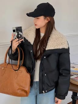 2025 New Versatile Small Sheepskin Cotton Jacket Women Short down Lamb Fur Winter Turned Fur Collar Cotton Coat Jacket