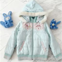 Japanese Reversible Women Parkas Kawaii Cartoon Embroidery Warm Long Sleeve Jackets Winter Chic Casual Zip Up Cotton Padded Coat