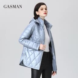 GASMAN 2022 NEW Spring Autumn Jackets Short fashion zipper Women coat Lightweight warm Women's jacket Hooded outwear 81071