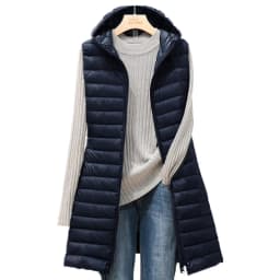 Ladies Medium and Long Style Pure Color Hooded Light down Cotton Vest Jacket Autumn and Winter Slim Sleeveless Women Parkas Vest