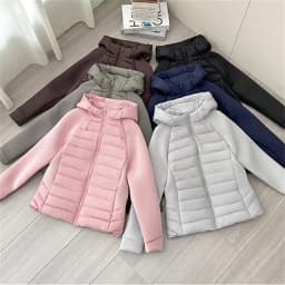 2026 Fashion Patchwork Cotton-padded Coat Women's Short Parka Autumn Winter Hooded Light-thin Spliced Jacket Lady Slim Outerwear