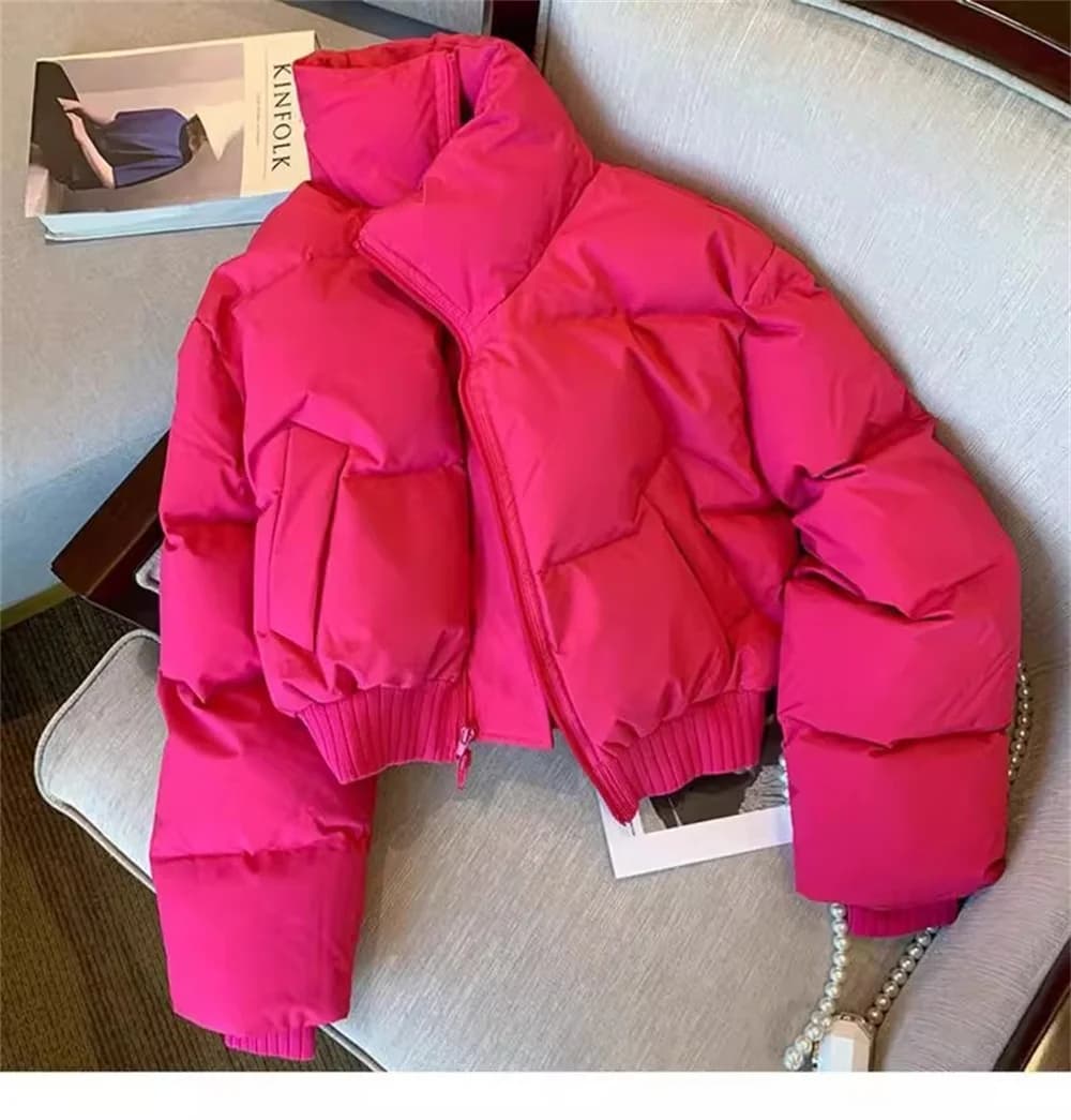 2025 Winter New Cotton Jacket for Women's Niche Ins Breadwear Large Collar Thickened Cotton Jacket Short Cotton Jacket