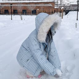 New Stripe Fur Collar Hooded Down Cotton Coat Women Winter Sweet Kawaii Short Parkas for Woman Fashion Warm Cotton-Padded Jcaket