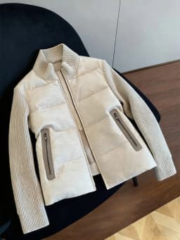 Retro American Knitted Splice Cotton Jacket Stand Collar Casual Unisex Autumn Winter Design Sense Versatile Cotton Clothing
