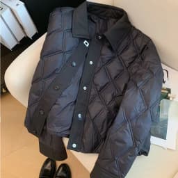 2026 Fashion Solid Casual Rhomboid Thicken Warm Women Parkas Winter Single Breasted Vintage Jackets Y2K All Match Loose Coats