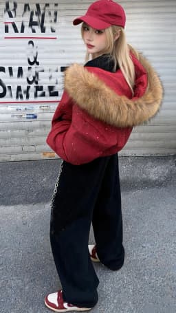 ZAROY Fur Collar Hooded Women Jacket Fashion Rhinestone Winter Warm Thick Padded Cotton Puffer Coat Streetwear Outerwear пальто