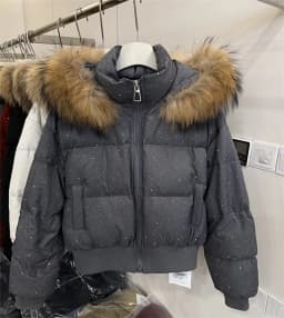 ZAROY Women Winter Jacket Bling Rhinestone Fur Collar Hooded Zipper Warm Thick Cotton Short Coat Streetwear Padded Outerwear