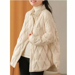 2025 Autumn Women Black Thin Cotton Quilted Coats Female Casual Lapel Jacket Female Spring Outerwear Red Button Padden Shirt Top