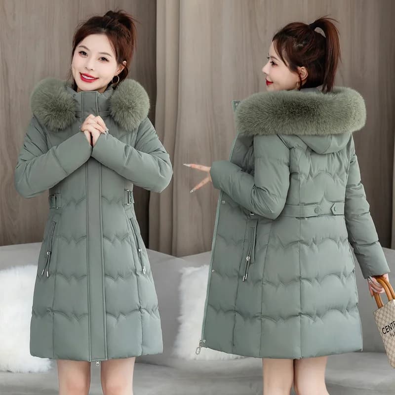 Women's Winter Parka Coat 2025 Hooded Korean Version Lady Down Cotton Jacket Warm Temperament Ladies Cotton Padded Outerwear