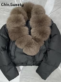 Street Faux Fur Collar Cropped Coats Women Loose Full Sleeve Single Breasted Thicken Jacket 2026 Winter Lady Chic Furry Outwear