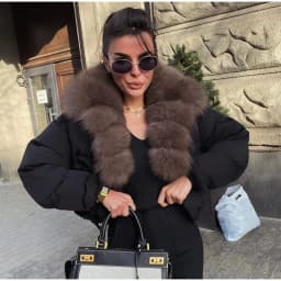 Street Faux Fur Collar Cropped Coats Women Loose Full Sleeve Single Breasted Thicken Jacket 2026 Winter Lady Chic Furry Outwear