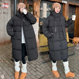 Women Winter Long Cotton Coat 2025 New Warm Thicken Cotton Padded Jacket Korean Loose Hooded Parkas Coat Women Outwear