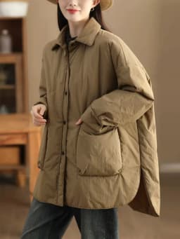 Thiened Cotton Jaet Women's Winter Warm Casual Long Coat Pure Color Simple Sle Polyester Flannel Inner Design
