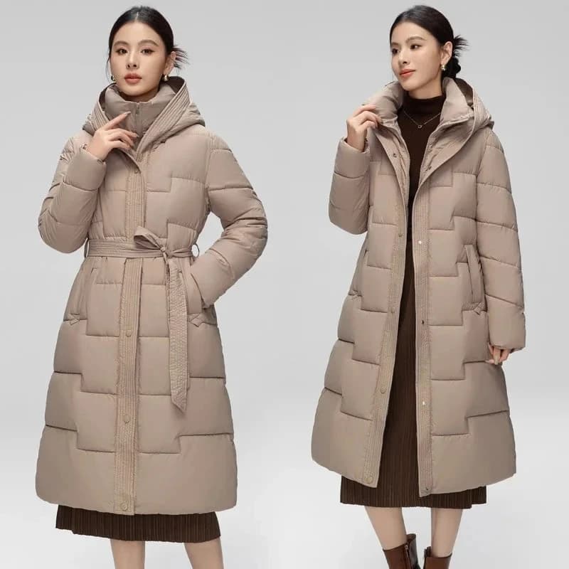 Women Winter Mid-Length Cotton Padded Jacket With 2025 New Women Warm Thicken Cotton Coat Korean Loose Hooded Parkas Outwear