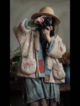 Johnature Women Vintage Winter Print Floral Parkas Patchwork Color Coats 2025 New Long Sleeve Warm Chinese Style Cotton Parkas