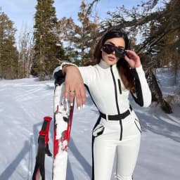 2025 New Women White Waist Cinched One Piece Ski Padded Jacket Black Line Decorations Warm Windproof Multi Color Options