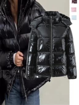 Retro American Street Style Short Cotton Jacket with Hood Drawstring Waist Stand Collar Bright Surface Bread Coat Warm Bottom