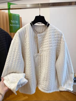 Korean Style round Neck Quilted Cotton Jacket Loose Casual Asymmetrical Zipper Warm Cotton Clothes Outerwear for Women