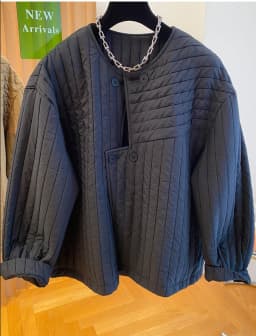 Korean Style round Neck Quilted Cotton Jacket Loose Casual Asymmetrical Zipper Warm Cotton Clothes Outerwear for Women