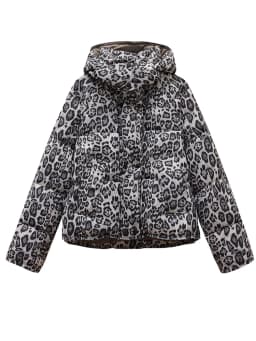 Detachable Hat Leopard Print Cotton Jacket Women's Fashion Winter Small Size Bread Style Top Coat Zipper Closure Long Sleeve