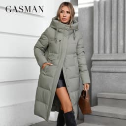 GASMAN 2024 Winter Jacket Women Brand High Quality Casual Long Women's Jackets Hooded Zipper Pocket Puffer Parkas Outwear 88607