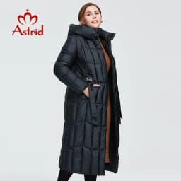 Astrid 2022 New Winter Women's coat women long warm parka Plaid fashion thick Jacket hooded large sizes female clothing 9546