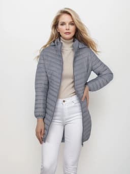 SANTELON Women Outdoor Windproof Warm Puffer Coat With Detachable Hood Lightweigh Smooth Long Outwear NOT Asian Size