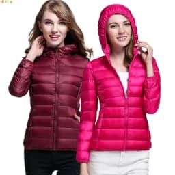 Winter Women's Light Down Hooded Jacket,Red Blue Khaki Green Available,European Size S-XXL,Women Coats