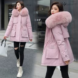 Winter Jacket Coat New Women Parka Clothes Long Coat Wool Liner Hooded Jacket Fur Collar Thick Warm Snow Wear Padded Parka
