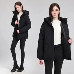 Warm Quilted Puffer Coat Women Hooded Belted Waist Elastic Cuff Zip Closure Autumn Winter Cotton Jackets Chic New Outerwear
