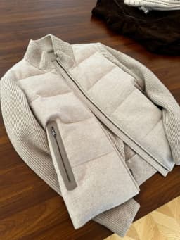 Korean Style Retro Stand Collar Knitted Splicing Cotton Jacket Men Women Autumn Winter Slimming Versatile Cotton Coat