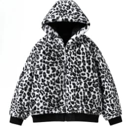 Women Double-sided Penetration Leopard Print Cotton Padded Jacket Winter Coat Parkas Velvet Warm Hooded Retro Female Outerwear