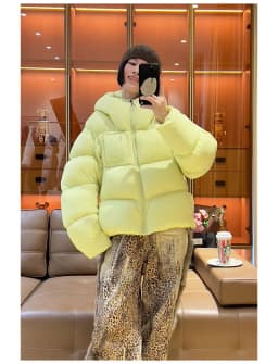 Y2K Puffer Jacket Women Loose Hooded Parkas Short Thick Warm Windproof Winter Coat Fashion Streetwear Casual Oversized Outerwear