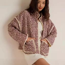 New 2026 Autumn Women's Fashion Reversible Quilted Jacket Vintage Floral Print Long Sleeve Cardigan Coat Chic Woman Streetwear