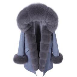 Maomaokong Winter Women Luxur Beige Fur Coat Natural Real Fox Fur Waterproof Jacket Hooded Thick Warm Fashion Long Black Parkas