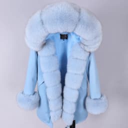 Maomaokong Winter Women Luxur Beige Fur Coat Natural Real Fox Fur Waterproof Jacket Hooded Thick Warm Fashion Long Black Parkas