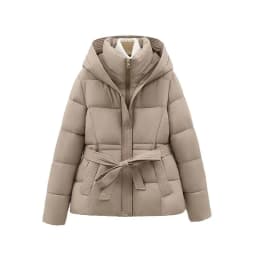 2026 New Winter Jacket Women Warm Parkas Long Sleeve Tops Casual Cotton Padded Jackets Belt Black Brown Hooded Outwear Female