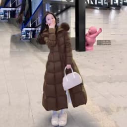 Fashion Women's Long Down Cotton Jacket Slim Fit Thicken Warm Winter Snow Coat With Belted Commute Korean Puffer Parkas