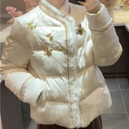 New Chinese Style Down Cotton Jacket Women Traditional Embroidery Jacquard Thick Parkas Woman Elegant Stand Collar Padded Jacket