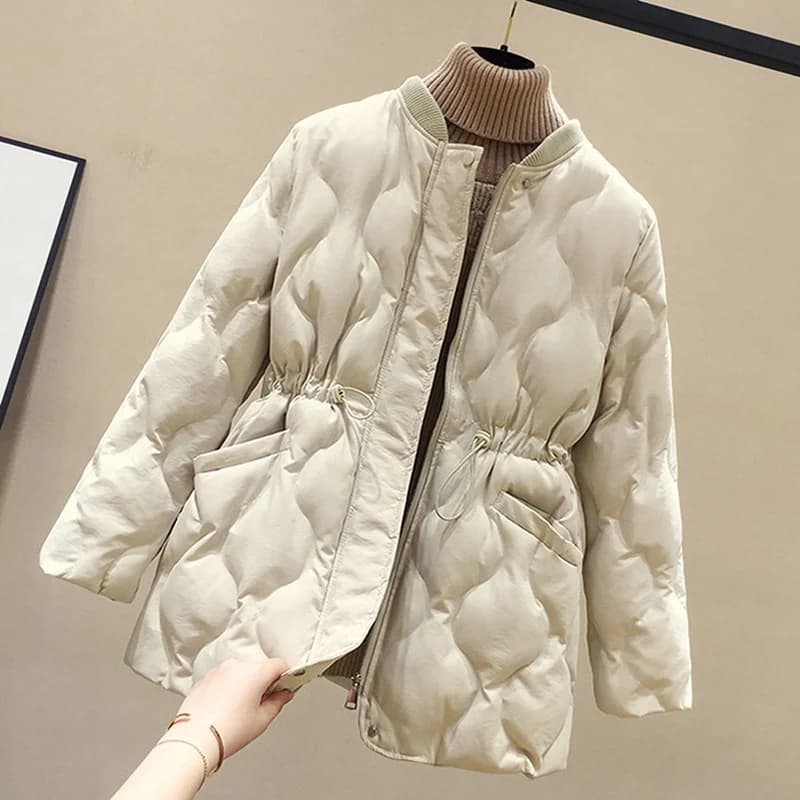 2025 New Winter Women Parkas Down Cotton Overcoat Female Casual Thick Warm Windproof Waist Padded Cotton Outwear Coat Female