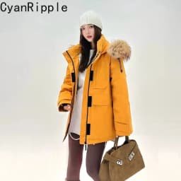 Korea All-match Women Winter Parkas Detachable Real Fur Collar Hooded Duck Down Jacket Mid-long Long Sleeve Casual Down Coat