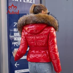 Astrid 2022 New Winter Women's coat women warm thick parka fashion black short Jacket with raccoon fur hood female clothing 7267