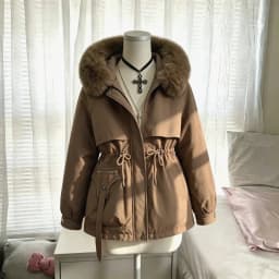 Classic Vintage American Faux Fur Hooded Womens Autumn Winter Warm Long Sleeve Jacket Casual Street Daily Chic Fashion Outerwear