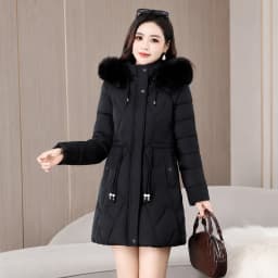 2026 Fashion Winter Women Parkas Long Slim Fashion Korean Big Fur Collar Zipper All-match Warm Down Jacket