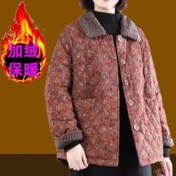Women's Autumn Winter Cotton-padded Coat NEW Female Single row buckle Floral Jacket Retro Short Leisure Woolen collar Overcoat